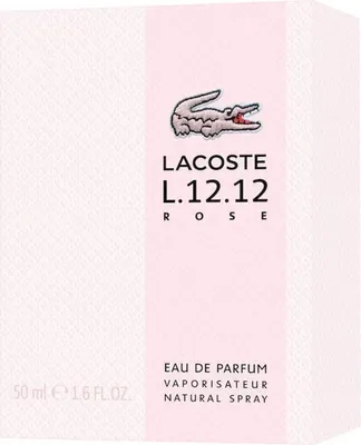 A product box for Lacoste L.12.12 Rose Eau de Parfum.