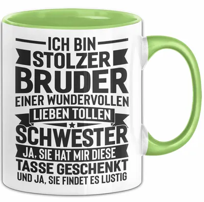 Produktbild von Bruder Geschenk Tasse Lustig Geschenkidee Für Besten Bruder (Grün)