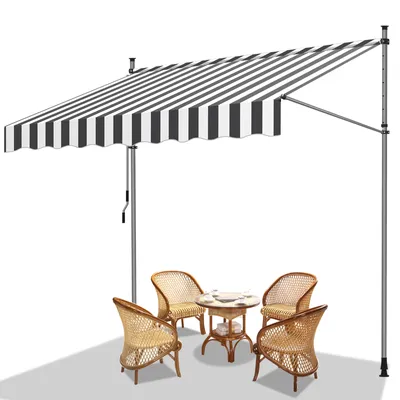 Immagine prodotto di Jiubiaz Tenda da sole a morsetto Tenda da sole per balcone Tende da giardino resistente ai raggi UV Tenda a bracci pieghevoli Bianco Grigio 3,5M