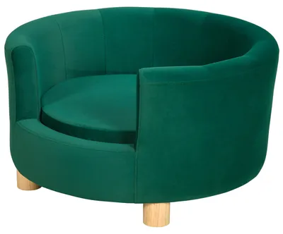 Produktbild von PawHut Hundesofa mit Weichem Bezug Rundes Hundebett Haustiersofa mit Holzbeinen