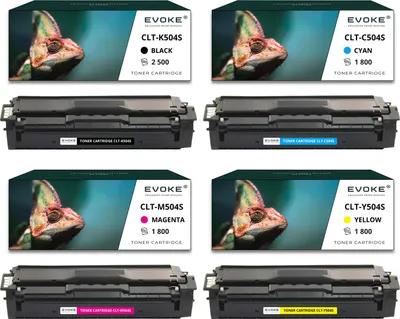 Image de 4x toner pour SAMSUNG CLTK504S-415B CLTK504S CMYK = noir + bleu + rouge + jaune | Remplacement pour CLP415 CLX4195 CLT-C504S CLP-415N CLX-4170 SL