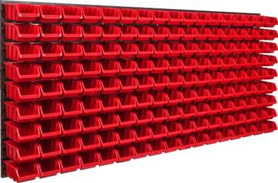 Obrázok produktu pre Nástenný panel na náradie 173,4 x 78 cm s 153  ks. Krabice závesný Červené Boxy Skladovací systém