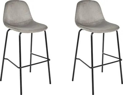 Image de Lot de 2 Tabourets - HOME DECO FACTORY - Giulia - Confortables - Gris et noir