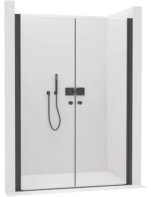 Obrázek produktu pro CERANO - Sprchové 2-křídlové dveře Antelo L/P - 6 mm - černá matná, transparentní sklo - 112x190 cm