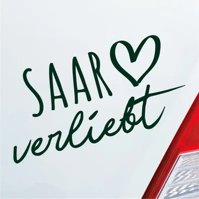Produktbild von Auto Aufkleber Saar verliebt Herz Fluss River Wasser Water Liebe Car 19x10 cm Dunkelgrün Sticker Heckscheibenaufkleber