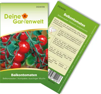 Produktbild von Balkontomaten Balkonzauber Samen - Solanum lycopersicum - Balkontomatensamen - Gemüsesamen - Saatgut für 15 Pflanzen