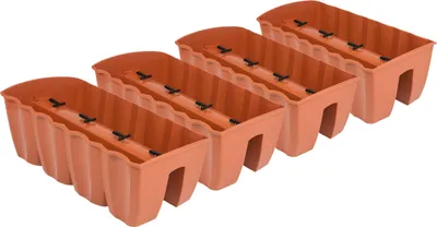 Produktbild von 4x Blumenkasten 60cm Hängetopf Blumentopf Balkontopf Geländertopf DCRO Terrakotta