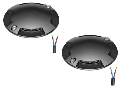 Zdjęcie produktu dla ledscom.de 2 sztuki lamp LED do montażu w ziemi, oświetlenie ścieżek, model RUNDA, do użytku zewnętrznego, IP67, 4 źródła światła, kolor antracytowy, okrągła, średnica 70 mm, światło ciepłej barwy – zestaw 2 sztuki (opakowanie 1 szt.)