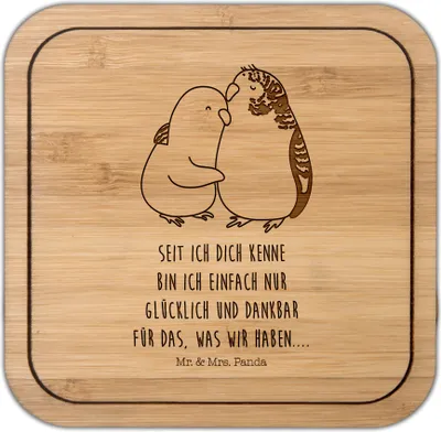 Produktbild von Mr. & Mrs. Panda Getränkeuntersetzer Wellensittich Liebe - Transparent - Geschenk, Beziehung, Kuscheln, kunststoff untersetzer, Kork, Hocheitstag, Dankbar, Tischschoner