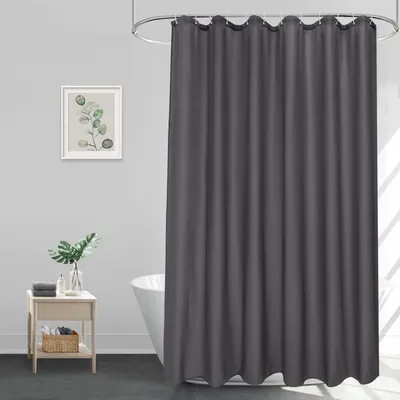 Produktbild von Duschvorhang 200 x 160 cm, dunkelgraues Textilgewebe, wasserdicht und schnelltrocknend, waschbar, schimmelresistent, mit 14 Ringen