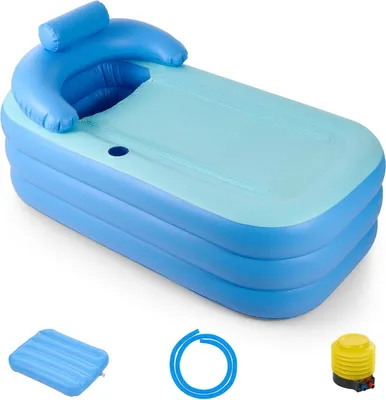 Produktbild von Famanu Aufblasbare Badewanne für Erwachsene - PVC Freistehende Badewanne mit Luftpumpe