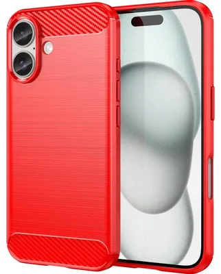Produktbild von Mobigear Brushed Slim Schutzhülle für iPhone 16 Plus, flexibles TPU-Rückseitenetui – Rot