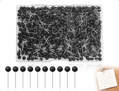 Produktbild von Pinnwandstift & Reißnagel 500 Stück Karten-Reißzwecken mit rundem Kopf, Metallnadeln mit Kunststoffkopf, Mehrzweck-Reißzwecken zum Markieren, Pinnwand