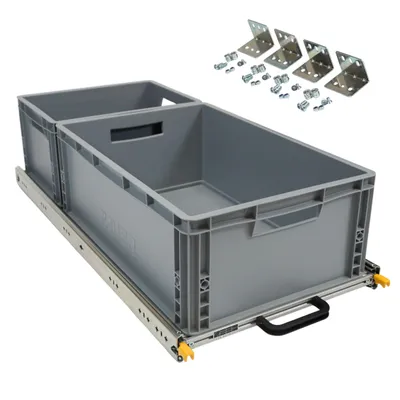 Produktbild von Heckauszug Kastenwagen Camper 90x40 für Euroboxen Schwerlastauszug incl. Winkel