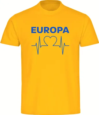 Produktbild von multifanshop Herren T-Shirt - Europa - Herzschlag, gelb, Größe M