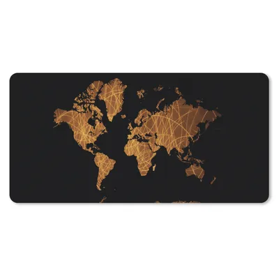 Produktbild von MuchoWow® Schreibtischunterlage Weltkarte - Gold - Muster 80x40 cm - XXL Mauspad - Gaming Mauspad