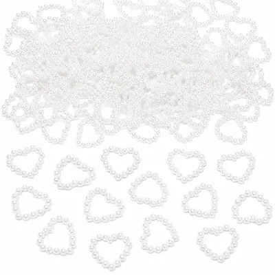 200 weiße Perlenherzen, Streudeko Hochzeit, Tischdeko, Herz-Konfetti