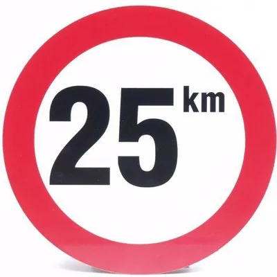 Obrázok produktu pre Kruhová hliníková tabuľka, červená, obmedzenie rýchlosti 25 km/h, priemer 240 mm