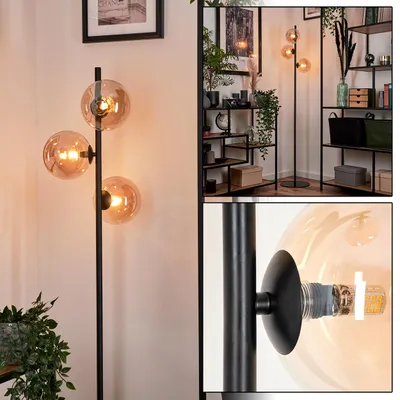 Produktbild von Garaguso Stehlampe aus Metall/Glas in Schwarz/Bernsteinfarben