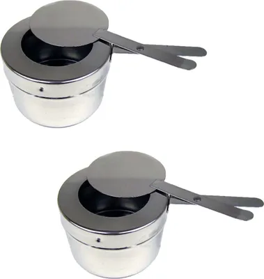 Produktbild von 2x Edelstahl Brennpastebehälter Brennpaste Behälter mit Deckel für Chafing Dish