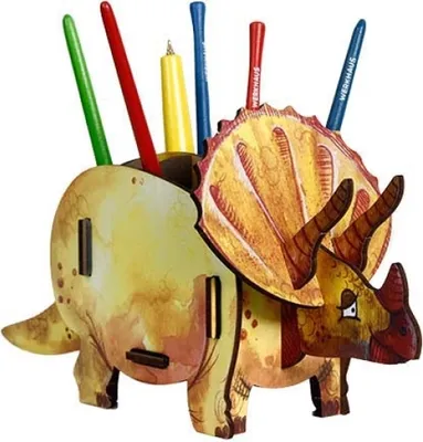 Obrázok produktu pre Box na ceruzky Werkhaus Triceratops Dino držiak na ceruzky žltý
