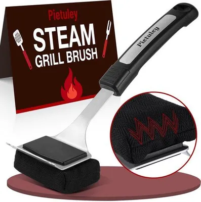 Produktbild von Grillbürste ohne Borsten – langer Stiel – Edelstahl – Schaber – sichere Reinigung für den Grill