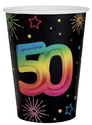 Produktbild von 6 Becher 50. Geburtstag bunt Pappbecher