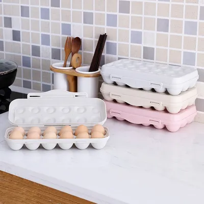 Obrázok produktu pre Držiak na vajcia Úložný box na vajcia v chladničke pre domácnosť, 12 mriežok khaki