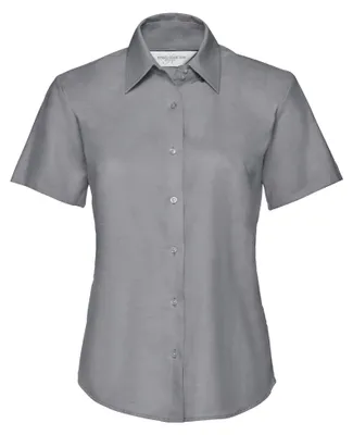 Produktbild von Russell Collection Easy Care Oxford Bluse, Kurzarm FK745 (L) (Siblergrau)