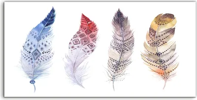 Produktbild von Coloray Acrylbild 100x50  Wandbild Acrylbilder Deko Malerei Feder bunte Aquarellfarbe