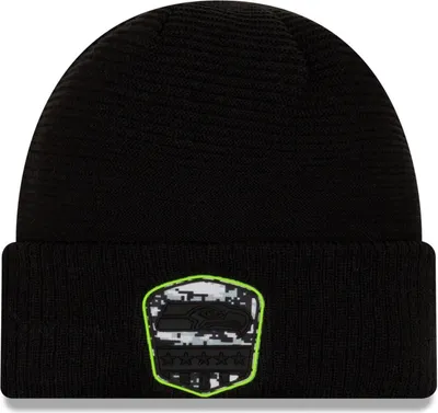 Produktbild von New Era Seattle Seahawks NFL On Field 2019 Salute to Service Beanie  schwarz One-Size