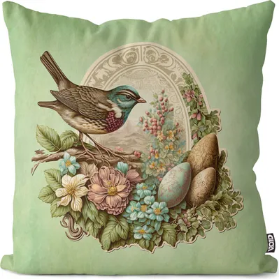 Produktbild von VOID Vogel Ostern Eier Blumen Kissenhülle Polyester Zierkissen Couchkissen Ostern Osterdeko Deko