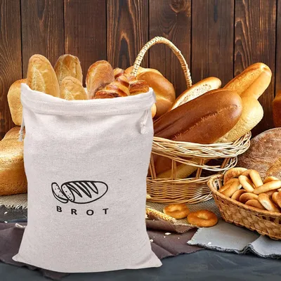 Produktbild von Wiederverwendbare Leinen Brottaschen 40cmx30cm - Set von 2 - Zum Aufbewahren und Frischhalten von Brot, Obst und Gemüse