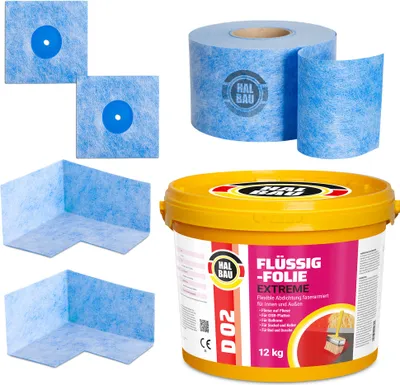 Produktbild von Dichtset Balkon Dusche Flüssigfolie 12kg Dichtband 10m Ecken Aussen Innen H317