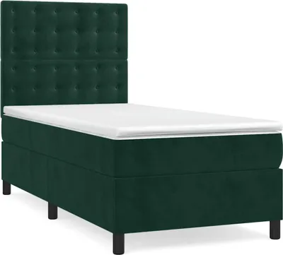 Produktbild von vidaXL Boxspringbett mit Matratze Dunkelgrün 100x200 cm Samt