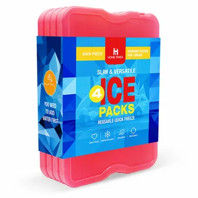 Produktbild von Kühlakkus 4er Set Slim – Wiederverwendbare Kühlpacks für Kühltasche, Kühlbox, Lunchbox, Camping & Picknick, KI-generiertes Bild