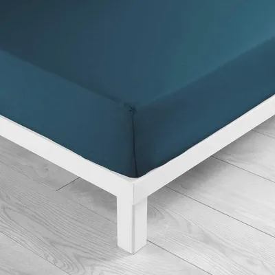 Imagen del producto de Sábana para cama, 160 x 200 cm, de lino azul, 100% algodón