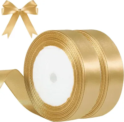 Produktbild von Satinband Gold, 44m Geschenkband Gold Breit, 25mm Schleifenband, Geschenkband Hochzeit Stoff, Goldenes Geschenk Band Geschenkb?nder fš¹r Taufe Geburtstag Deko Geschenkverpackung