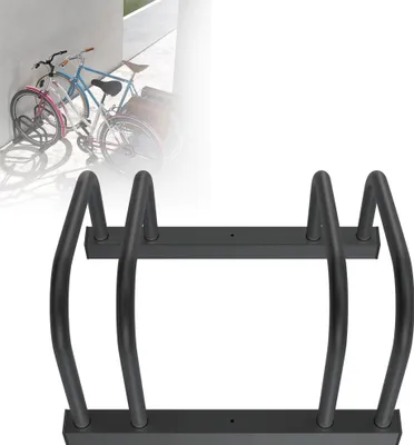 Obrázok produktu pre LZQ Stojan na bicykel Podlahový stojan na bicykel pre 2 bicykle so šírkou pneumatík do 65 mm Železný držiak na bicykel Stojan na bicykel, čierny