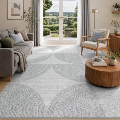 Zdjęcie produktu dla Tribesigns, dywan geometryczny, 200x300 cm, nowoczesny, minimalistyczny, dywan z krótkim włosiem, można prać w pralce, do salonu, sypialni, biura, kolor: szary