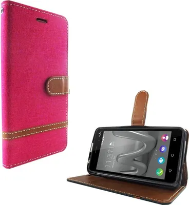 Produktbild von Tasche für Wiko Jerry Max Jeans Cover Handy Schutz Hülle Case Pink