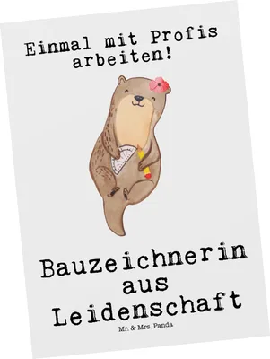 Produktbild von Mr. & Mrs. Panda Postkarte Bauzeichnerin Leidenschaft - Weiß - Geschenk, Grußkarte, Ansichtskarten, Ansichtskarte, bildkarte, Postkarten
