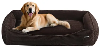 Zdjęcie produktu dla Łóżko dla psa wykonane z materiału Cordura, zdejmowane i nadające się do prania, kolor brązowy, wymiary: 110 x 85 x 27 cm
