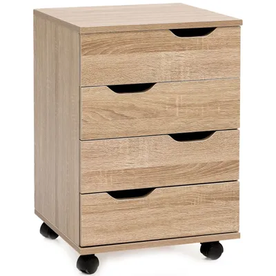 Produktbild von Rollcontainer Sonoma 40x60x40cm Schubladenschrank Büro Container, Schreibtischcontainer mit Schubladen, Bürocontainer mit Rollen, Schubladencontainer
