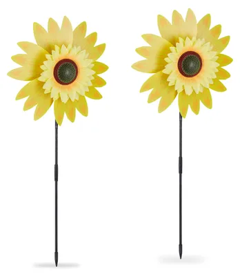 Gartenstecker Sonnenblume 2er-Set, Windspiele, Gelb, 76x29x8 cm
