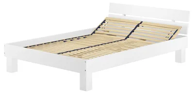 Produktbild von Doppelbett Überlänge 140x220 Massivholzbett weiß Futonbett Jugend Zubehör wählbar V-60.86-14-220WFederholzrahmen inkl.