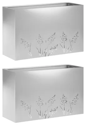 Productafbeelding van vidaXL Tuinplantpot, 2 stuks, zilver, 80 x 30 x 49 cm