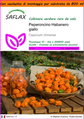 Immagine prodotto di SAFLAX Garden in the bag - Peperoncino Habanero giallo - 10 semi - Capsicum