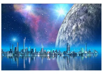 Zdjęcie produktu dla Fototapeta ścienna - Futurystyczne miasto 375x250cm - tapeta flizelinowa