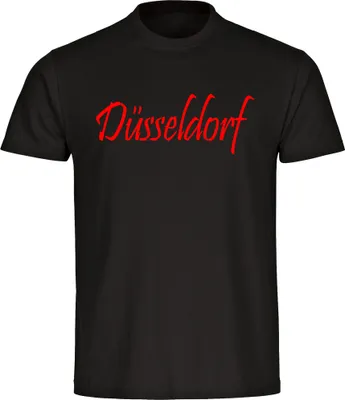 Produktbild von multifanshop Kinder T-Shirt - Düsseldorf - Schriftzug, schwarz, Größe 164